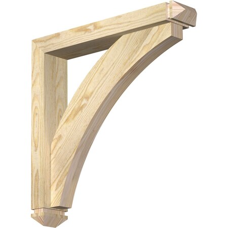 Thorton Arts And Crafts Rough Sawn Bracket W/ Offset Brace, Douglas Fir, 4W X 22D X 22H